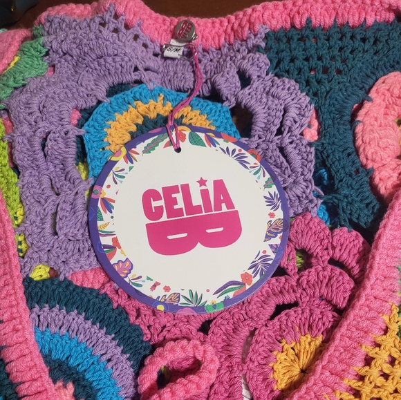 CELIAB Multicolored Knit Cotton Long Cardigan NWT Sz S/M - Picture 5 of 7